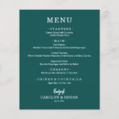 Budget Simple Elegant Dark Blauwgroen WeddenMenu (Voorkant)