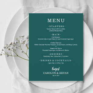 Budget Simple Elegant Dark Blauwgroen WeddenMenu
