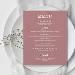 Budget Simple Elegant Desert Roos Wedding Menu<br><div class="desc">Een voordelige, voordelige kaart van het papieren diner op een woestijnroze roos met je keuzen op het gebied van chic white lettering is perfect voor een moderne trouwreceptie, een huwelijksrepetitie-etentje, een verjaardagsfeest of een speciale manifestatie met een sit-down diner. Meet 4, 5 x 5, 6 inch (of kies uit twee...</div>
