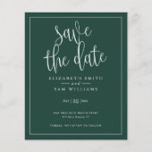 Budget Simple Elegant Emerald Save the Date Invite Flyer (Voorkant)