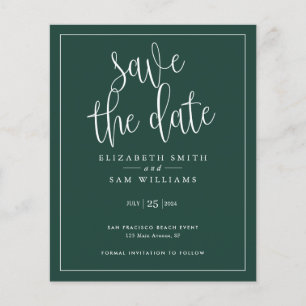 Budget Simple Elegant Emerald Save the Date Invite Flyer