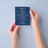 Budget Simple Elegant Navy Blue Wedding Menu (Hand)
