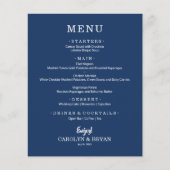 Budget Simple Elegant Navy Blue Wedding Menu (Voorkant)
