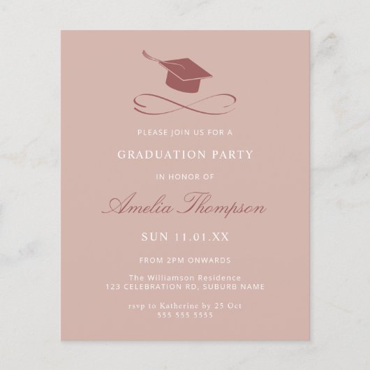 Budget Simple Elegant Pink Pet Party Afstuderen Flyer (Voorkant)