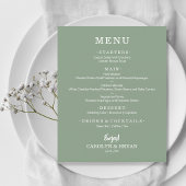 Budget Simple Elegant Sage Green Wedding Menu