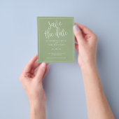 Budget Simple Elegant Save the Date Sage Green Flyer (Hand)