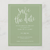 Budget Simple Elegant Save the Date Sage Green Flyer (Voorkant)