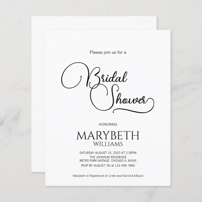 Budget Simple Elegant Script-Vrijgezellenfeest (Voorkant / Achterkant)