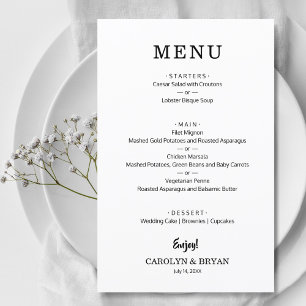 Budget Simple Elegant Weddenrenmenu