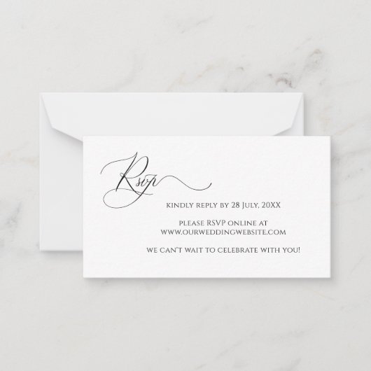 Budget Simple Elegant Wedding RSVP Card Notitiekaartje (Voorkant)