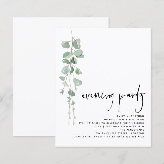 Budget Simple Eucalyptus Wedding Evening Party (Voorkant / Achterkant)