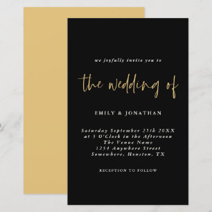Budget Simple Gold Black Weduwen Uitnodiging