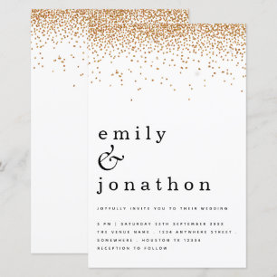 Budget Simple Gold Glitter Weduwen Uitnodiging