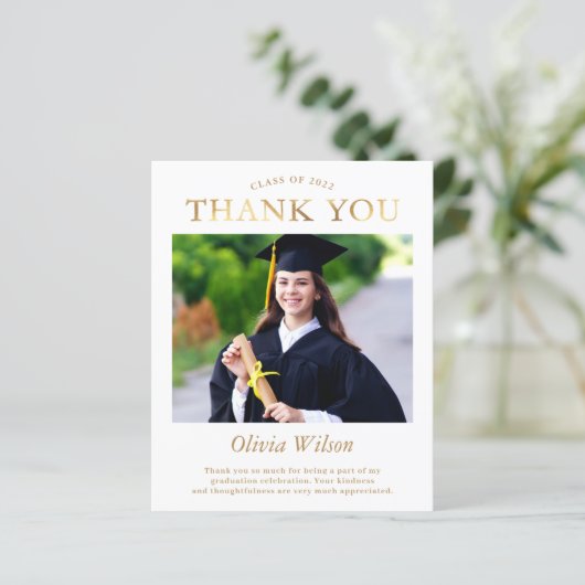 Budget Simple Gold Photo Afstuderen Hartelijk dank (Staand voorkant)