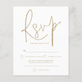 Budget Simple Gold White Wedding RSVP (Voorkant)