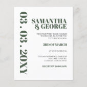 Budget Simple Green Modern Wedding Invitation (Voorkant)