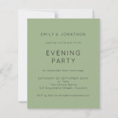Budget Simple Green Wedding Evening Party nodigt u (Voorkant)