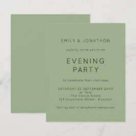 Budget Simple Green Wedding Evening Party nodigt u