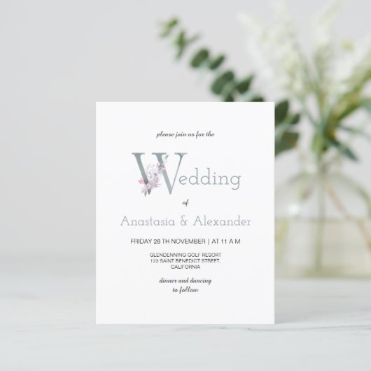 Budget/Simple & Greenery/Wedding Invitation. (Staand voorkant)