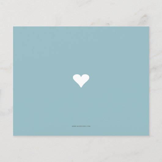 Budget Simple Heart Blue Baby shower Uitnodiging (Achterkant)