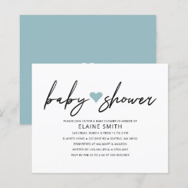 Budget Simple Heart Blue Baby shower Uitnodiging