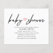 Budget Simple Heart Pink Baby shower Uitnodiging (Voorkant)