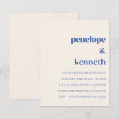 Budget Simple Ivory Blue Wedding Invitation (Voorkant / Achterkant)