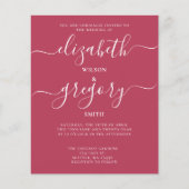 Budget Simple Magenta Modern Wedding Uitnodiging (Voorkant)