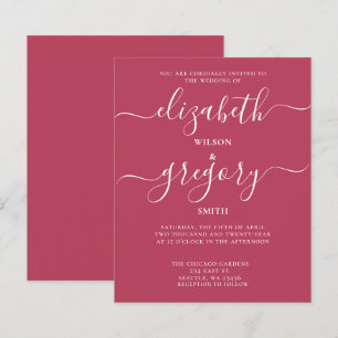 Budget Simple Magenta Modern Wedding Uitnodiging