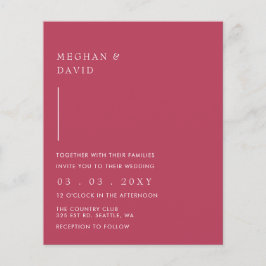 Budget Simple Magenta Wedding Uitnodiging