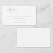 BUDGET Simple Minimalist Dusty Blue RSVP Weddensch Notitiekaartje (Voorkant / Achterkant)