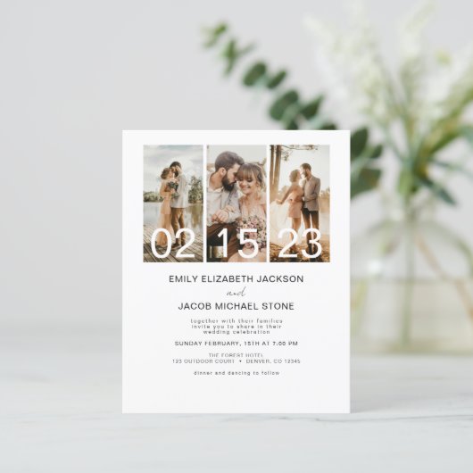 Budget Simple Minimalist Photo Elegant Wedding (Staand voorkant)
