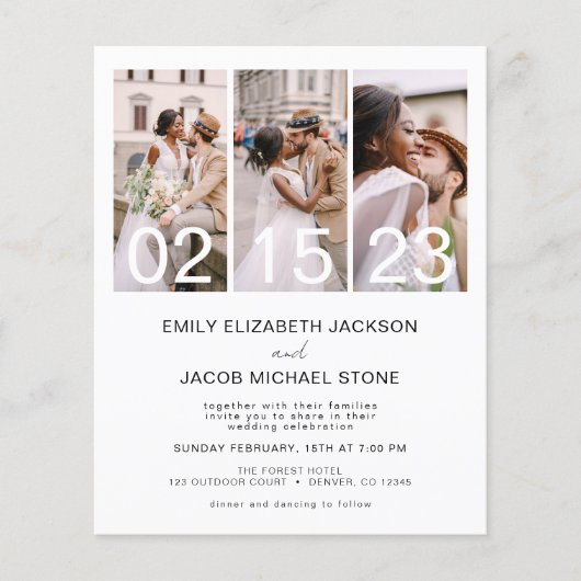 Budget Simple Minimalist Photo Elegant Wedding Flyer (Voorkant)