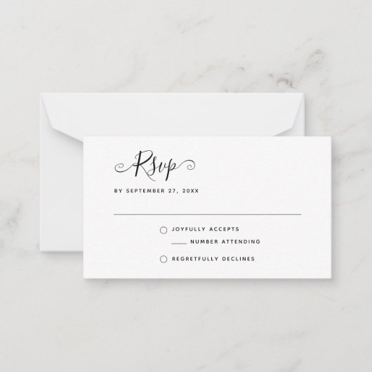 BUDGET Simple Minimalist RSVP Wedding Note Kaart Notitiekaartje (Voorkant)