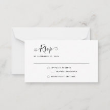 BUDGET Simple Minimalist RSVP Wedding Note Kaart