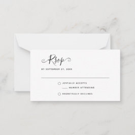 BUDGET Simple Minimalist RSVP Wedding Note Kaart Notitiekaartje