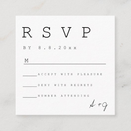 Budget Simple Minimalist Wedding RSVP-Kaarten Informatiekaartje (Voorkant)