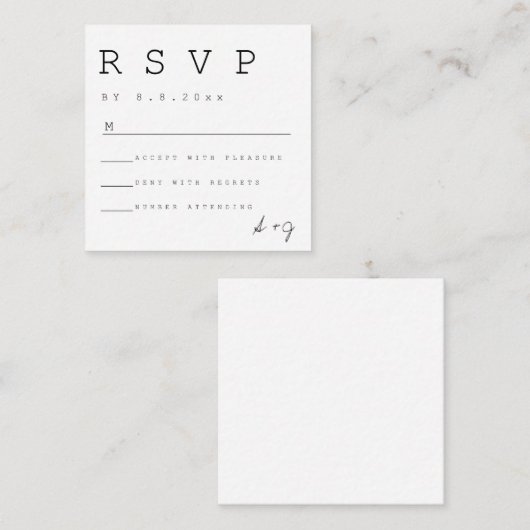 Budget Simple Minimalist Wedding RSVP-Kaarten Informatiekaartje (Voorkant / Achterkant)