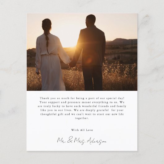 Budget Simple Minimalist Weduwfoto Hartelijk dank (Achterkant)