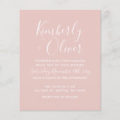 Budget Simple Modern Blush Wedding Invitation (Voorkant)