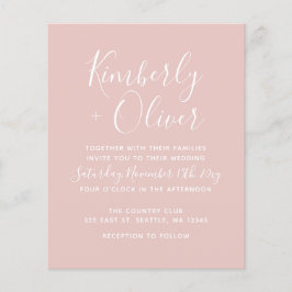 Budget Simple Modern Blush Wedding Invitation