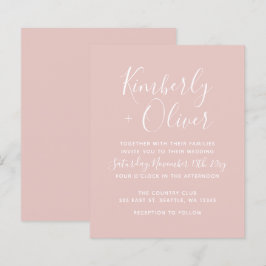 Budget Simple Modern Blush Wedding Invitation