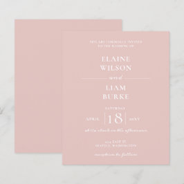 Budget Simple Modern Blush Wedding Invitation