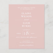 Budget Simple Modern Blush Wedding Invitation (Voorkant)