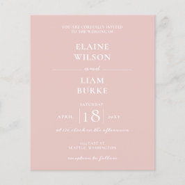 Budget Simple Modern Blush Wedding Invitation