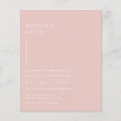 Budget Simple Modern Blush Wedding Invitation (Voorkant)