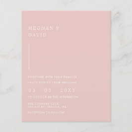 Budget Simple Modern Blush Wedding Invitation