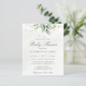 Budget Simple Modern Greenery Baby shower nodigt u (Staand voorkant)