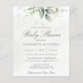 Budget Simple Modern Greenery Baby shower nodigt u (Voorkant)