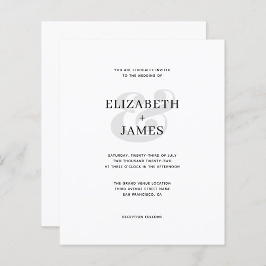 BUDGET Simple Modern Minimalist Weddenschap (Voorkant / Achterkant)